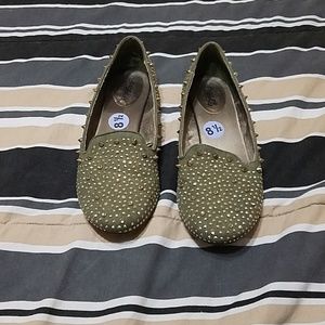 Olive Studded Loafers